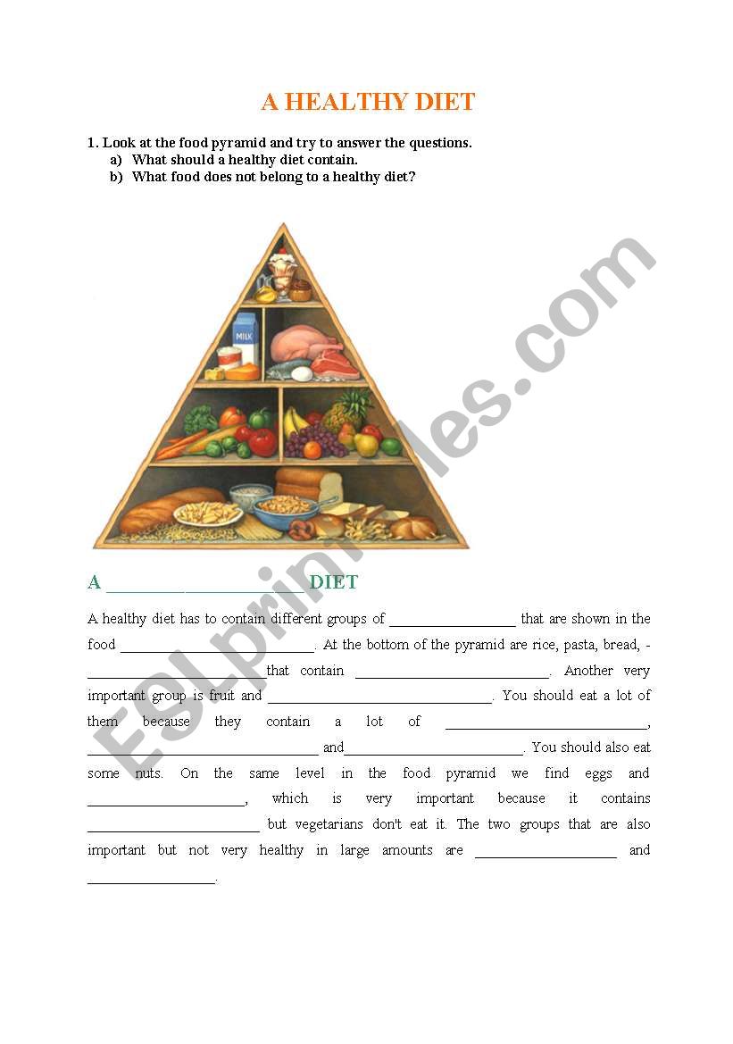 healthy diet worksheet