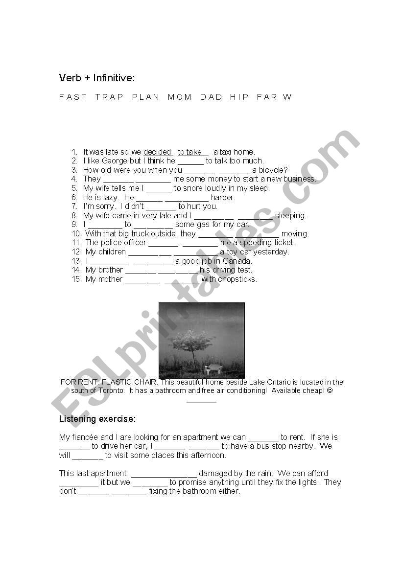 Infinitives in practice worksheet