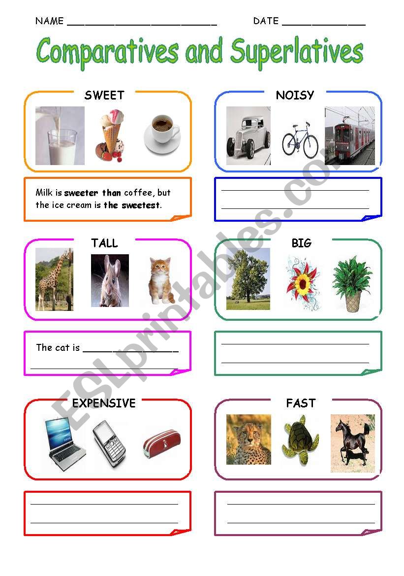 COMPARATIVES AND SUPERLATIVES worksheet