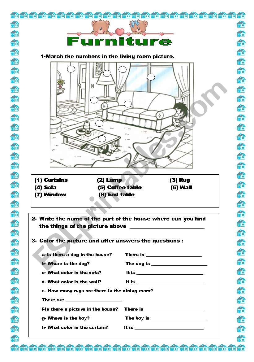Furniture-living room worksheet