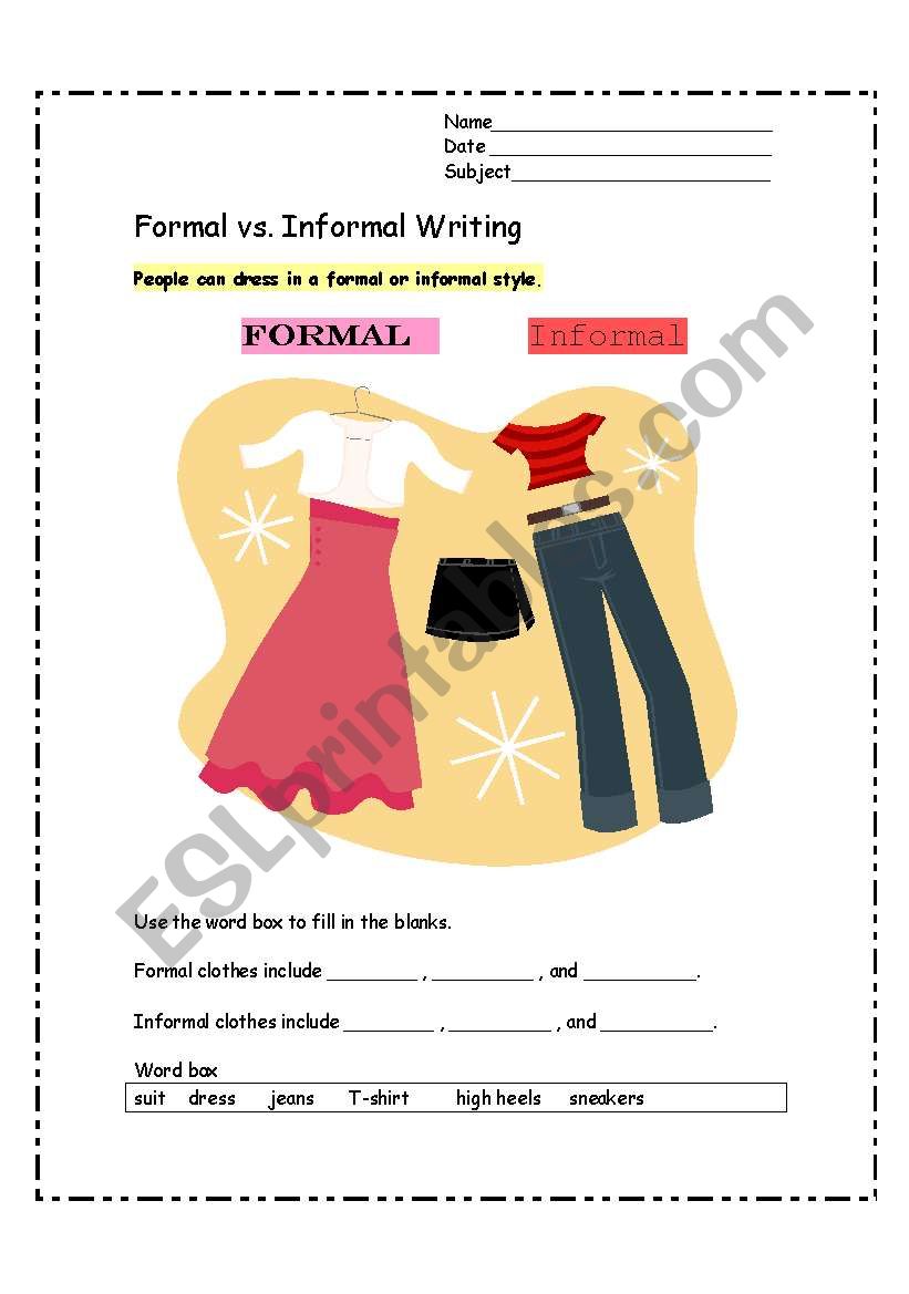 Formal vs. Informal Writing Style
