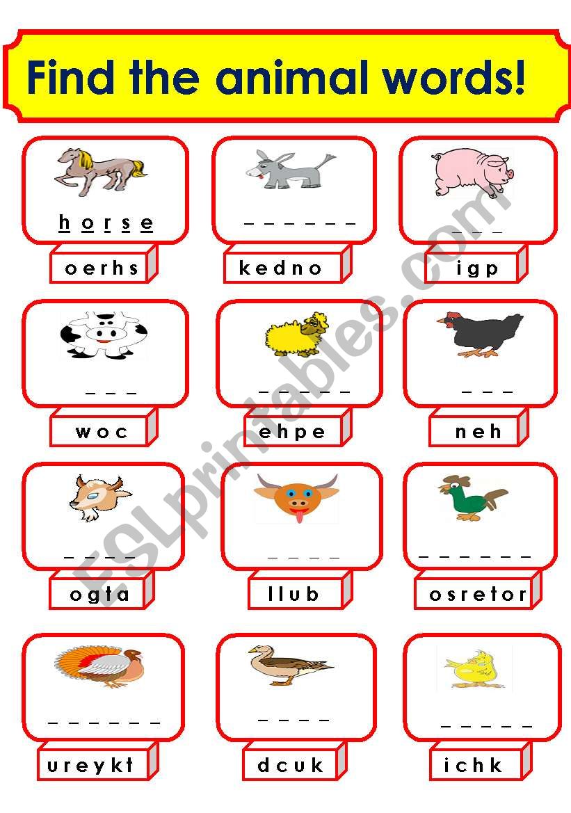 animals (1/3) worksheet