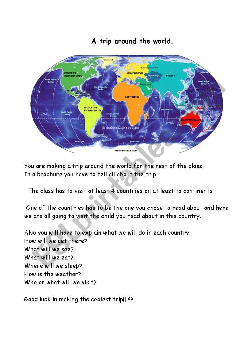 A trip around the world worksheet