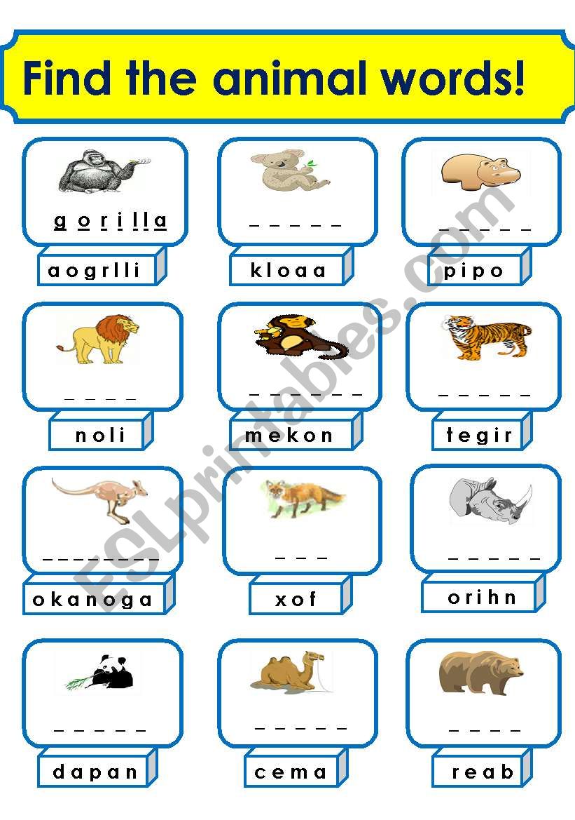 animals(2/3) worksheet
