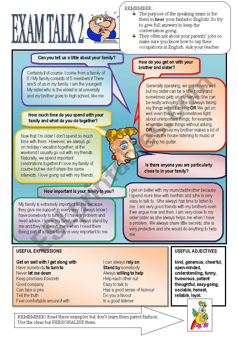 More Speaking Preparation 2.  Family