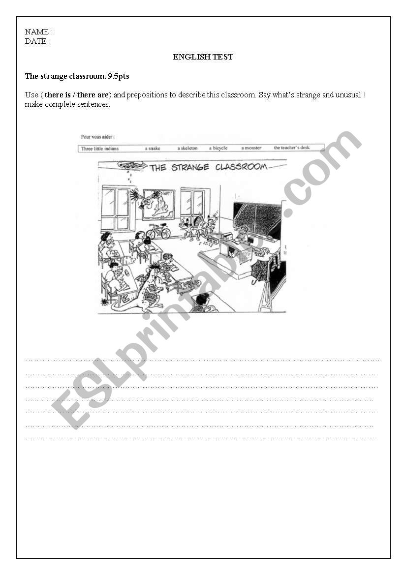 a strange classroom worksheet