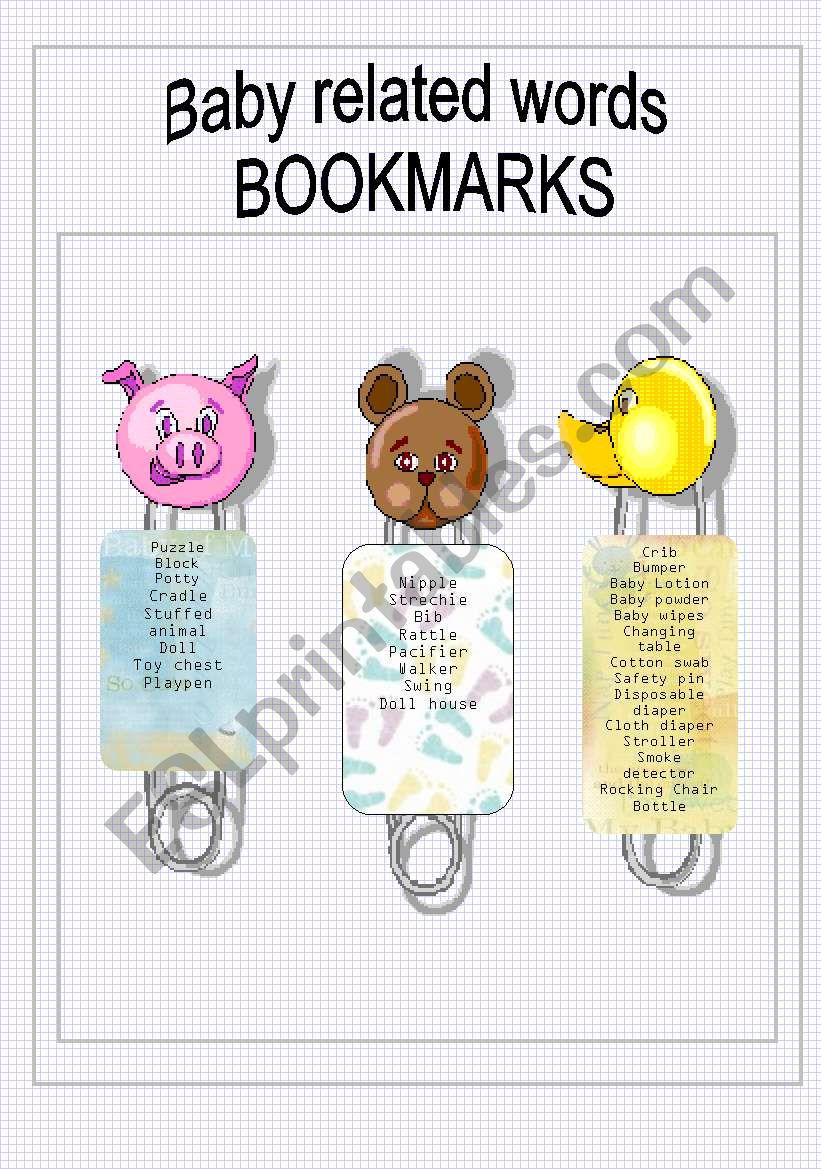 Babies related Words - BOOKMARKS