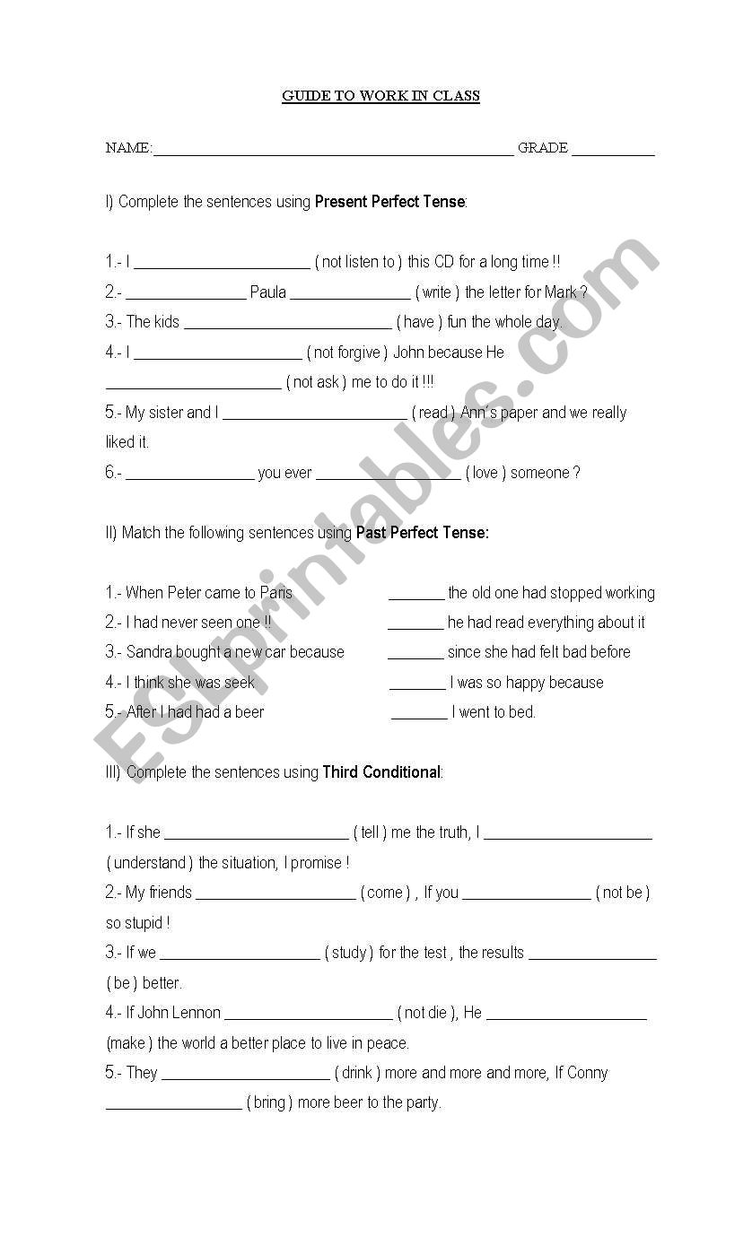 Guia para practicar en clases worksheet