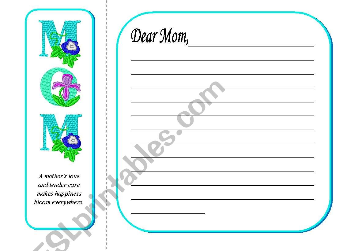 Mothers Day Letter Activity with Bookmark