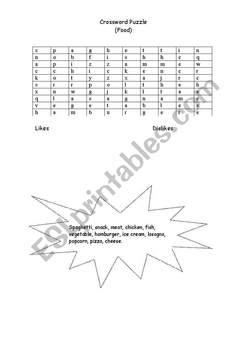 likes and dislikes puzzle worksheet
