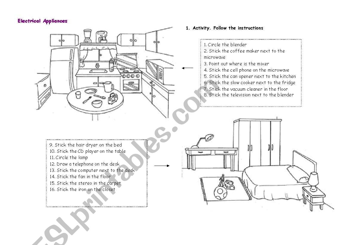 Electrical Appliances worksheet