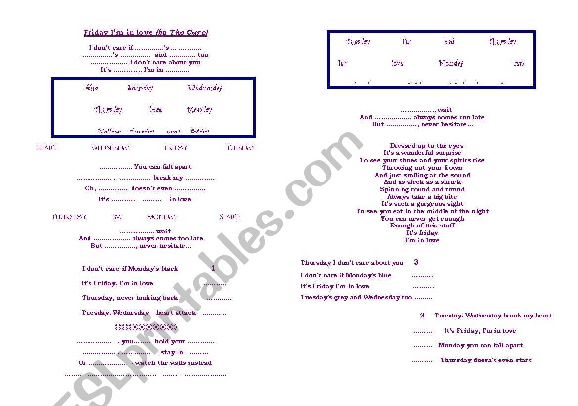 Days of the week by the hands of The Cure!