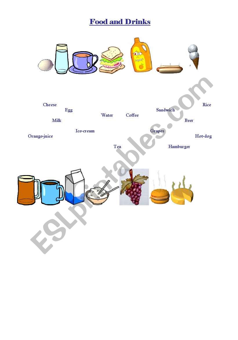 Food  and drinks worksheet