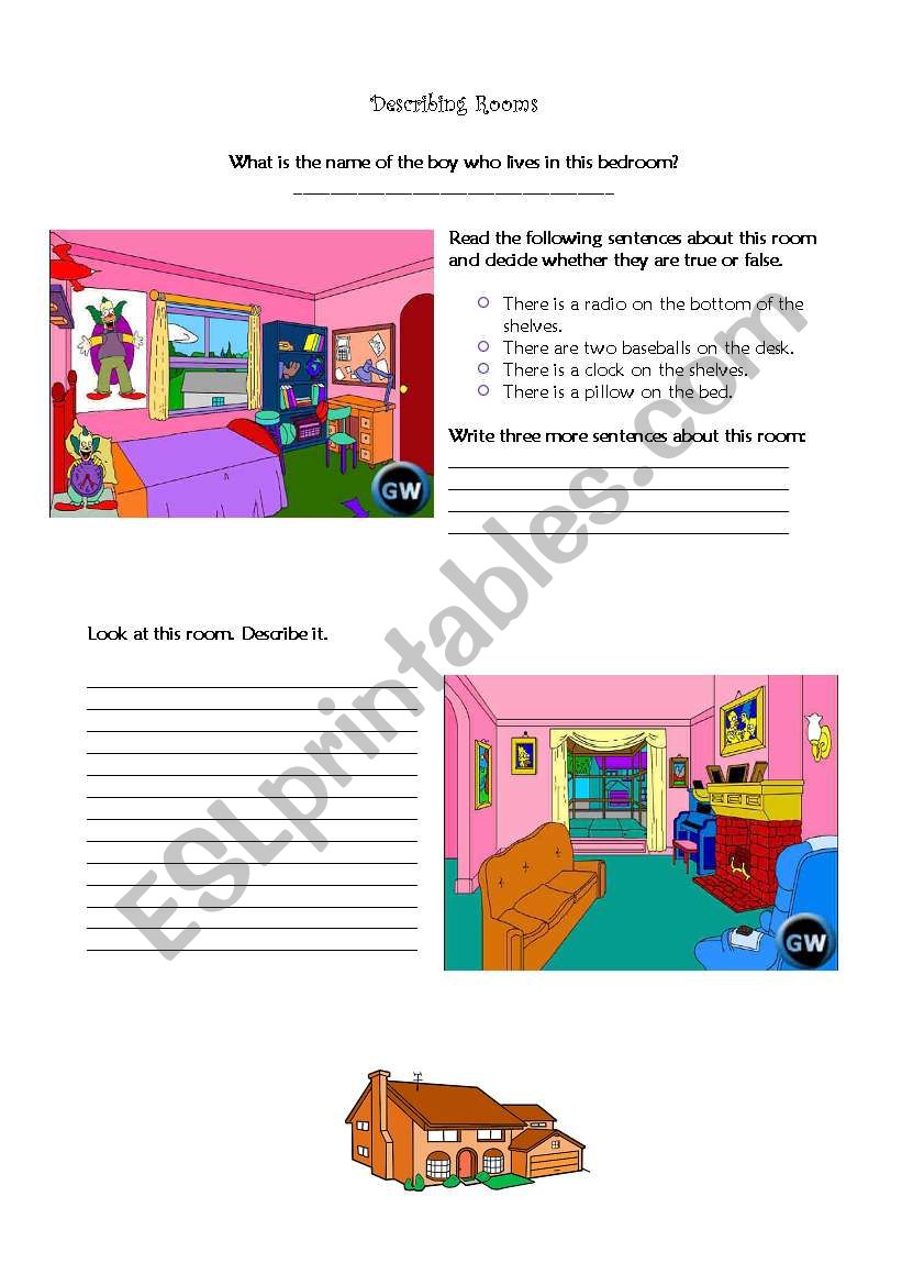 Simpsons - Describing Rooms worksheet