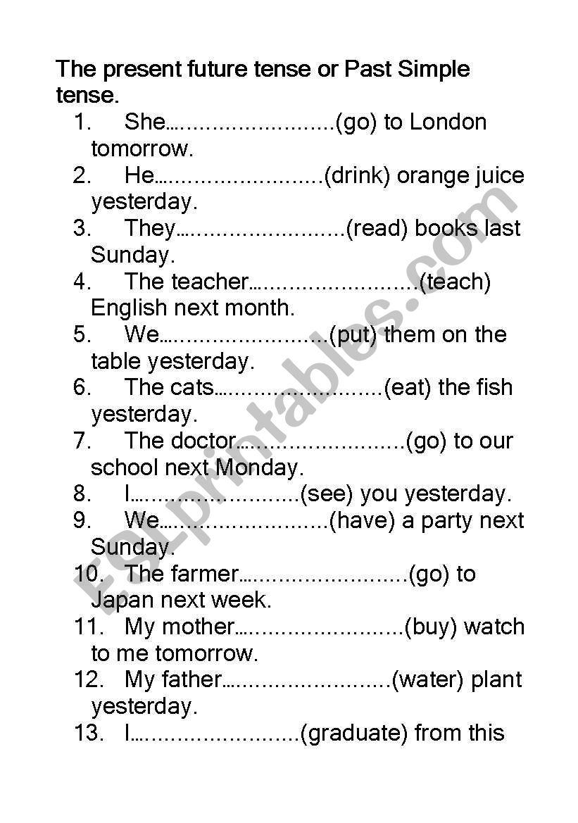 The present future tense or Past Simple tense.