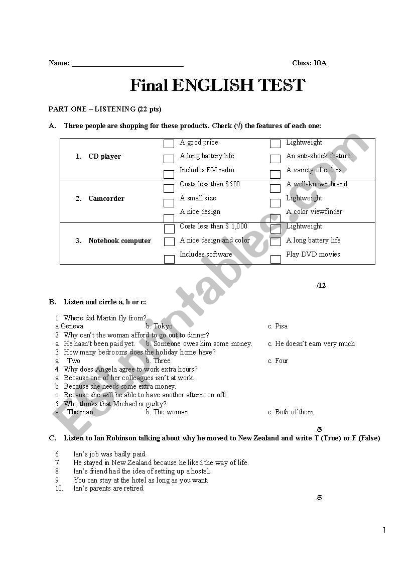 Grammar sheet worksheet