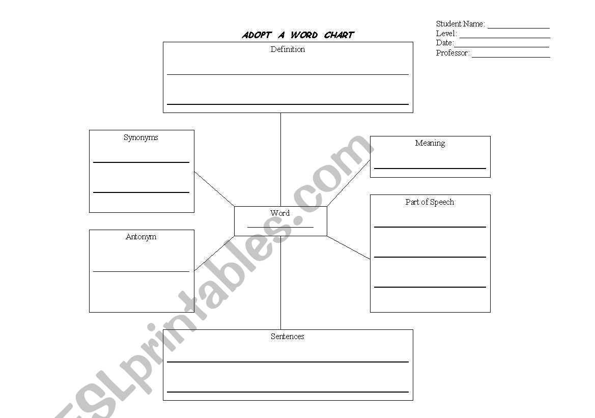 Adopt a word chart worksheet