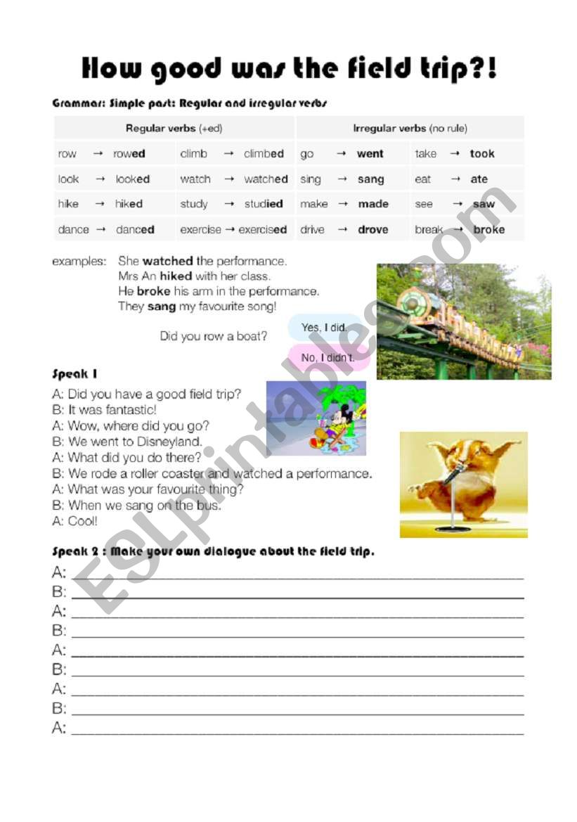 How good was the field trip?! worksheet