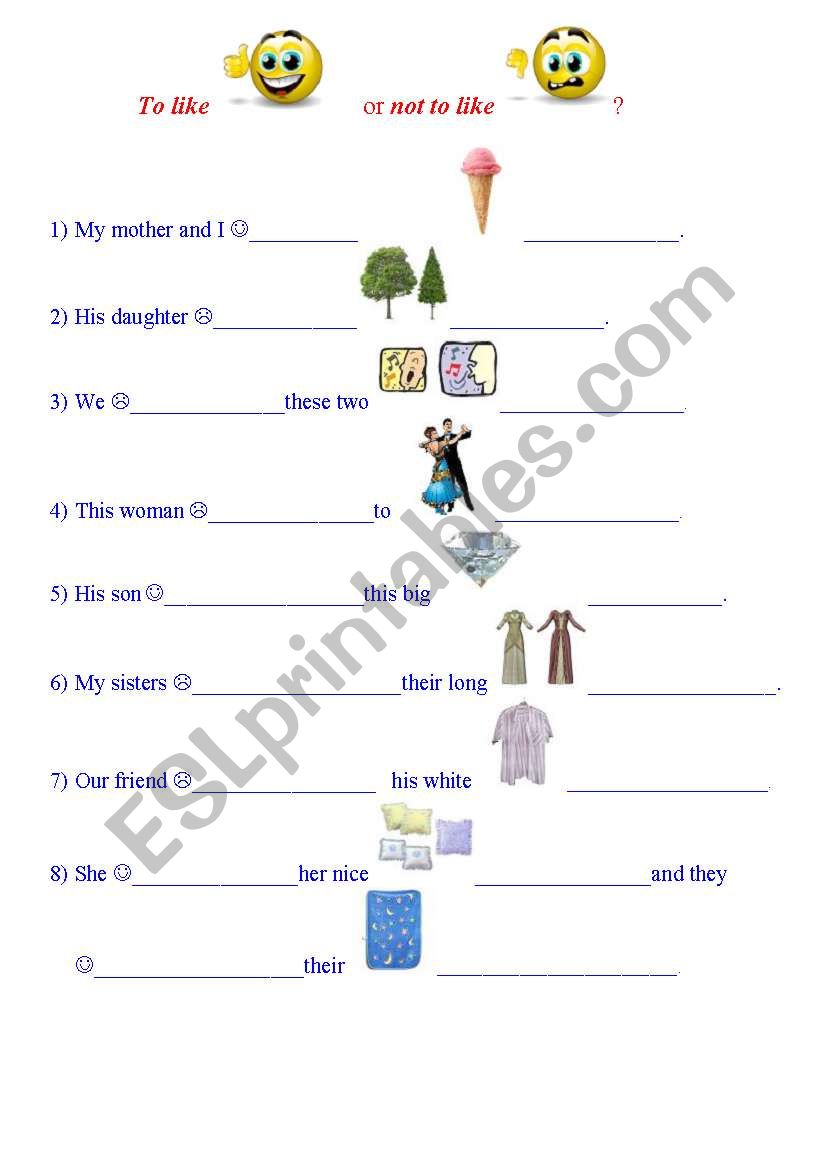 To like or not to like? worksheet