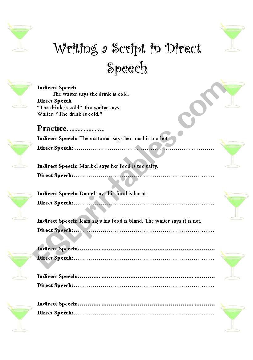Direct Speech worksheet