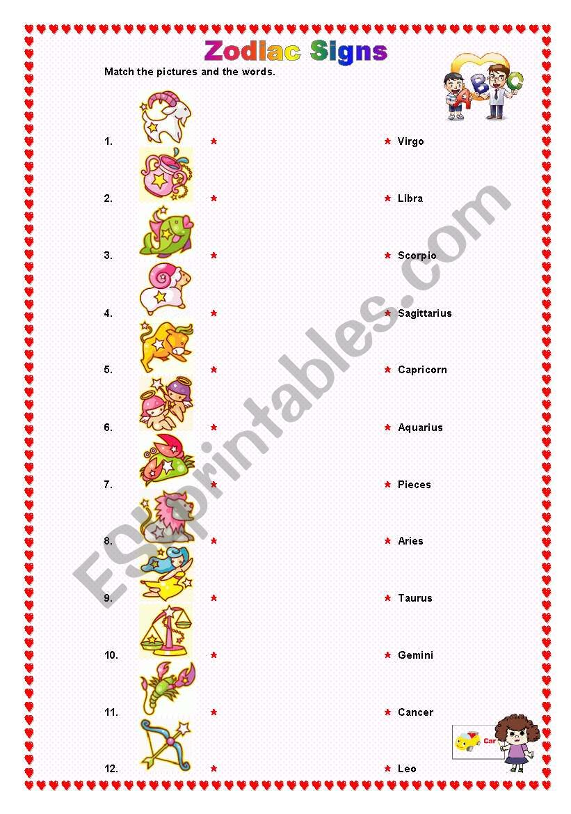 Zodiac Signs worksheet