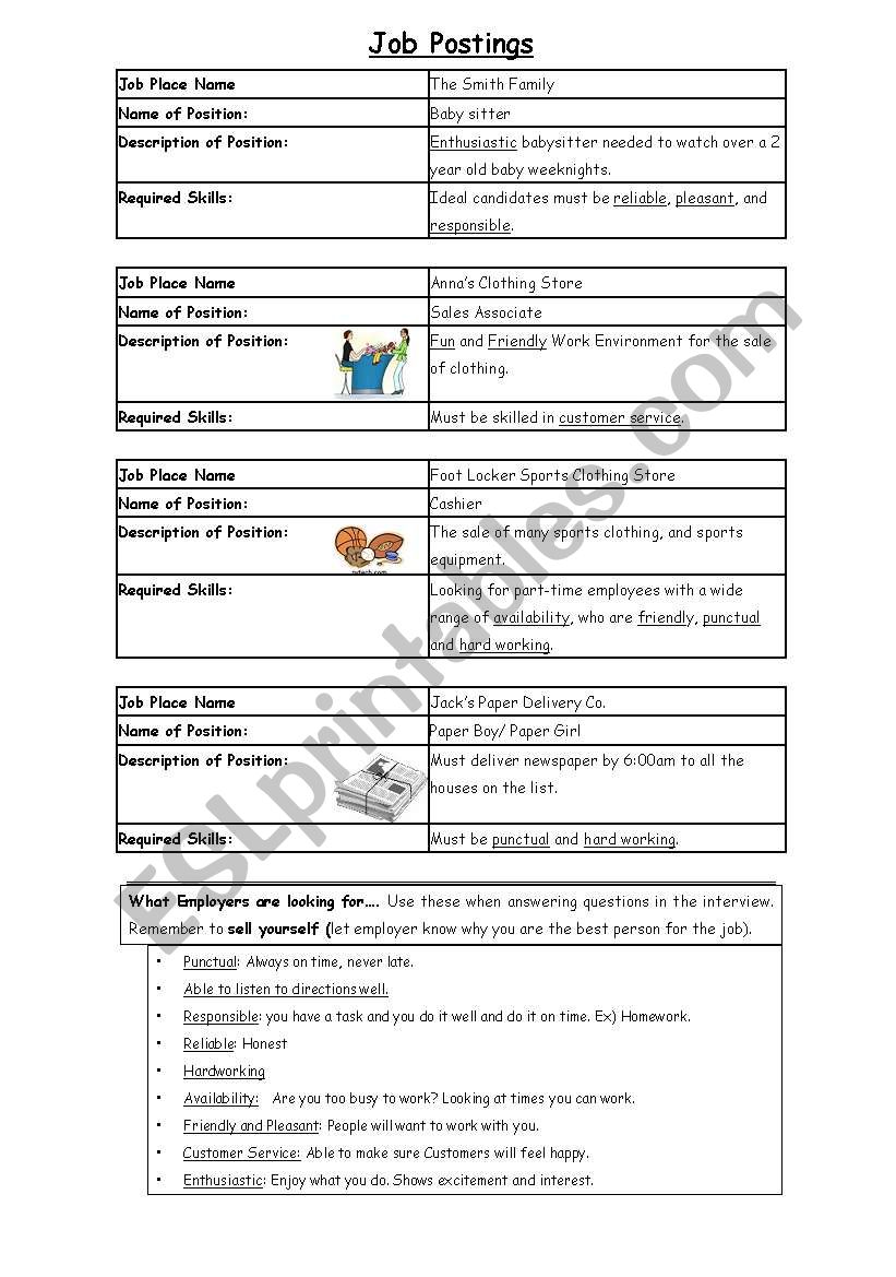 My Part-time Job! (1 of 3) worksheet