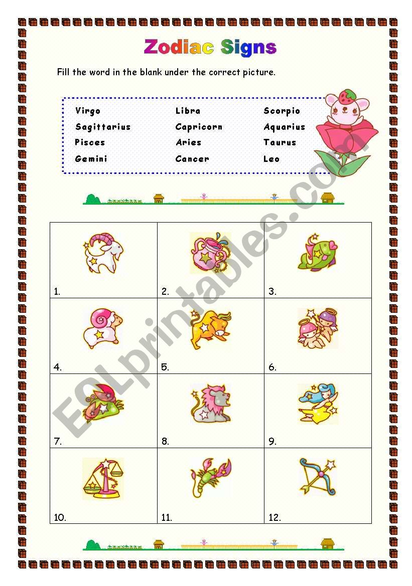 Zodiac Signs worksheet