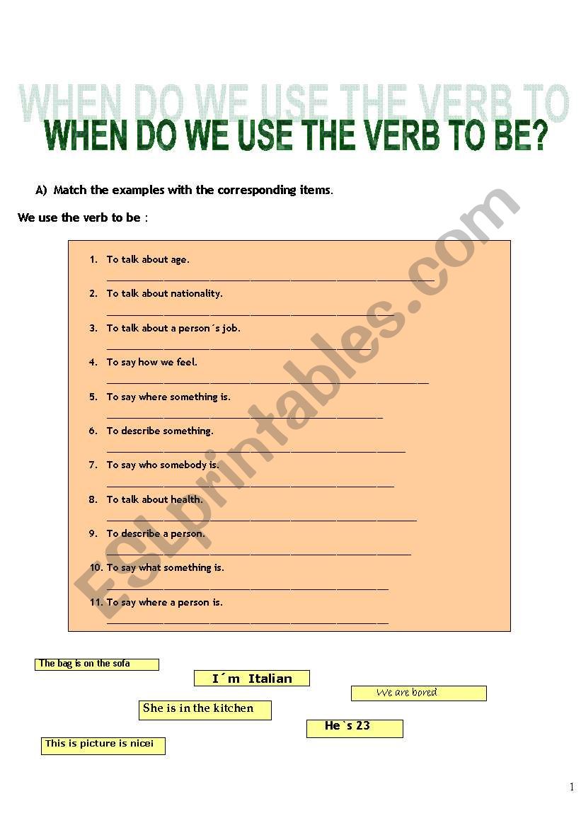 THE TO BE RULERS worksheet