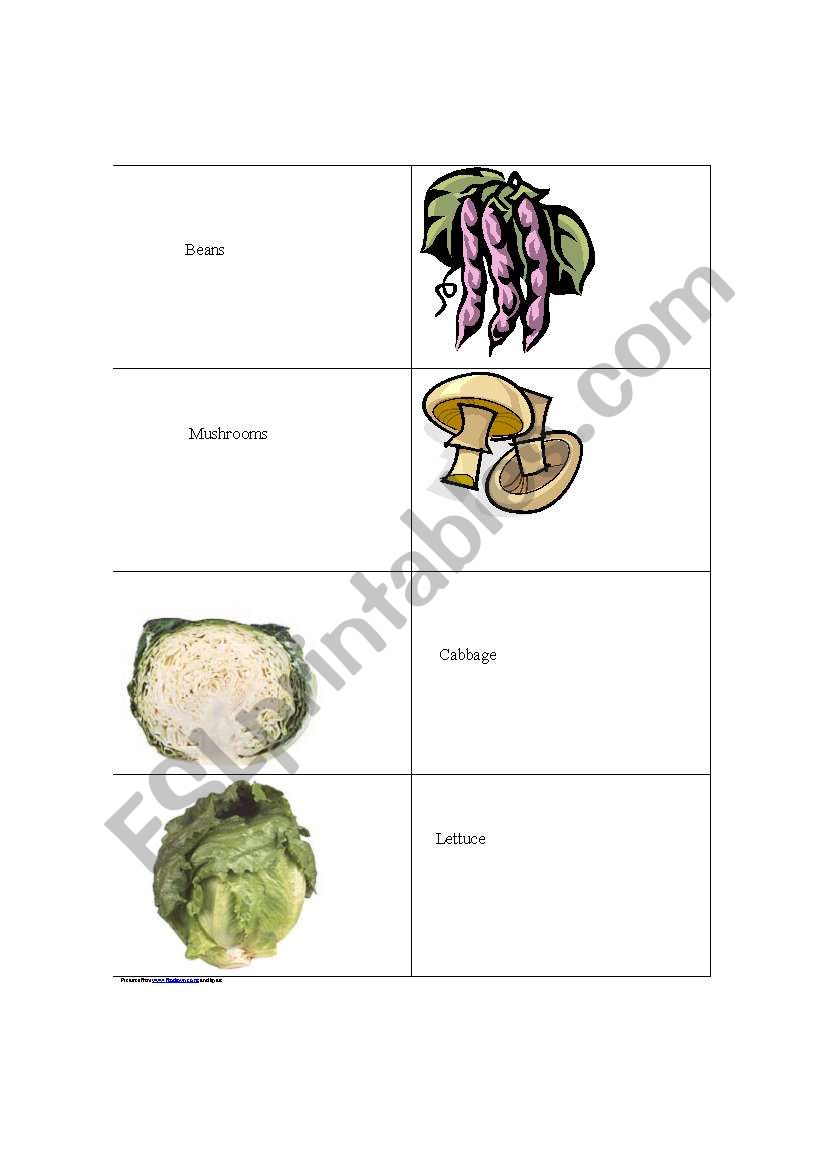 Food cards 1 worksheet