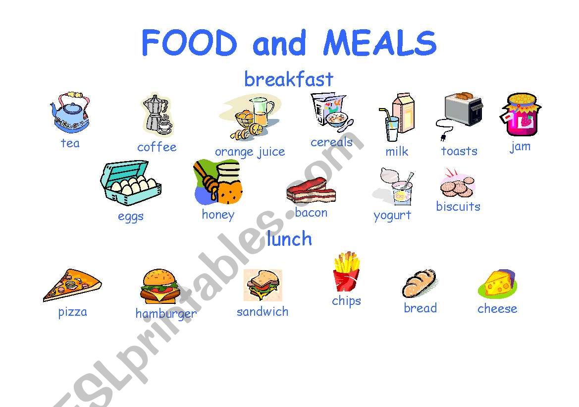 food and meals page 1 worksheet