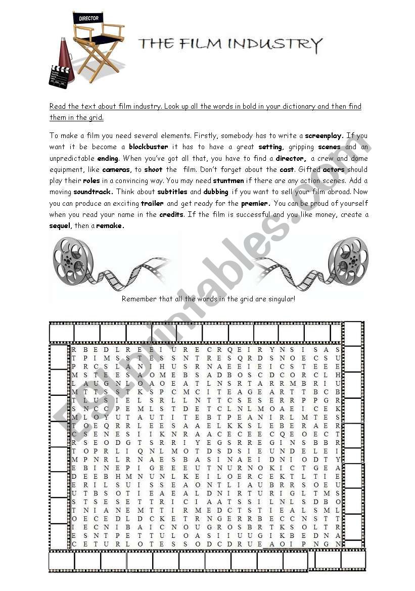 The Film Industry worksheet