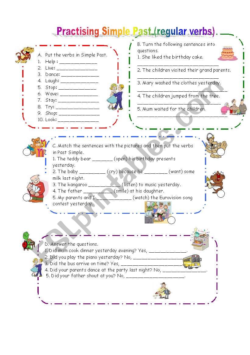 SIMPLE PAST REGULAR VERBS worksheet