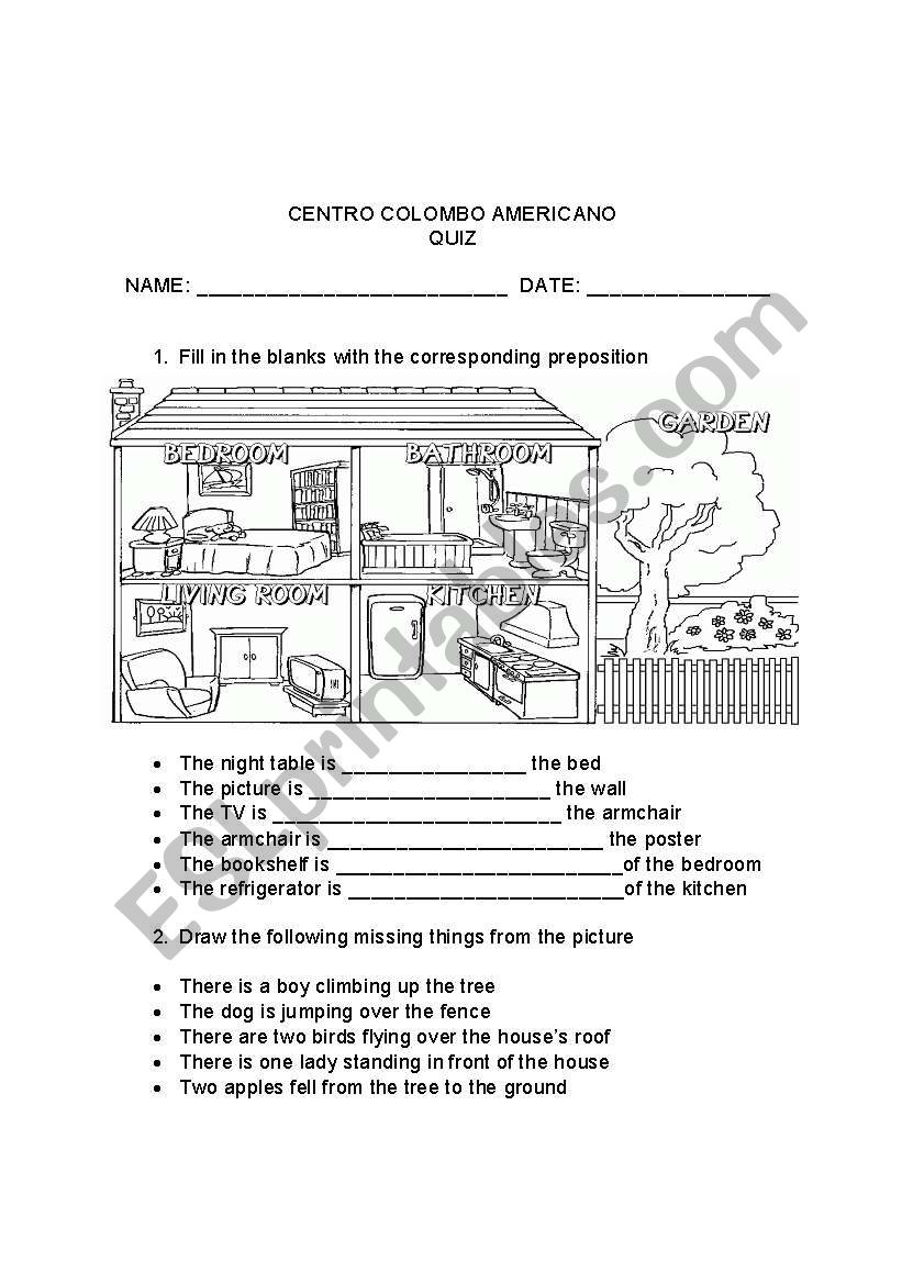 prepositions worksheet