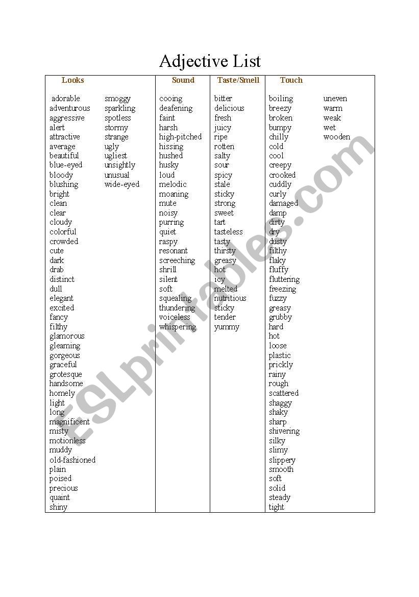 english-worksheets-adjective-list