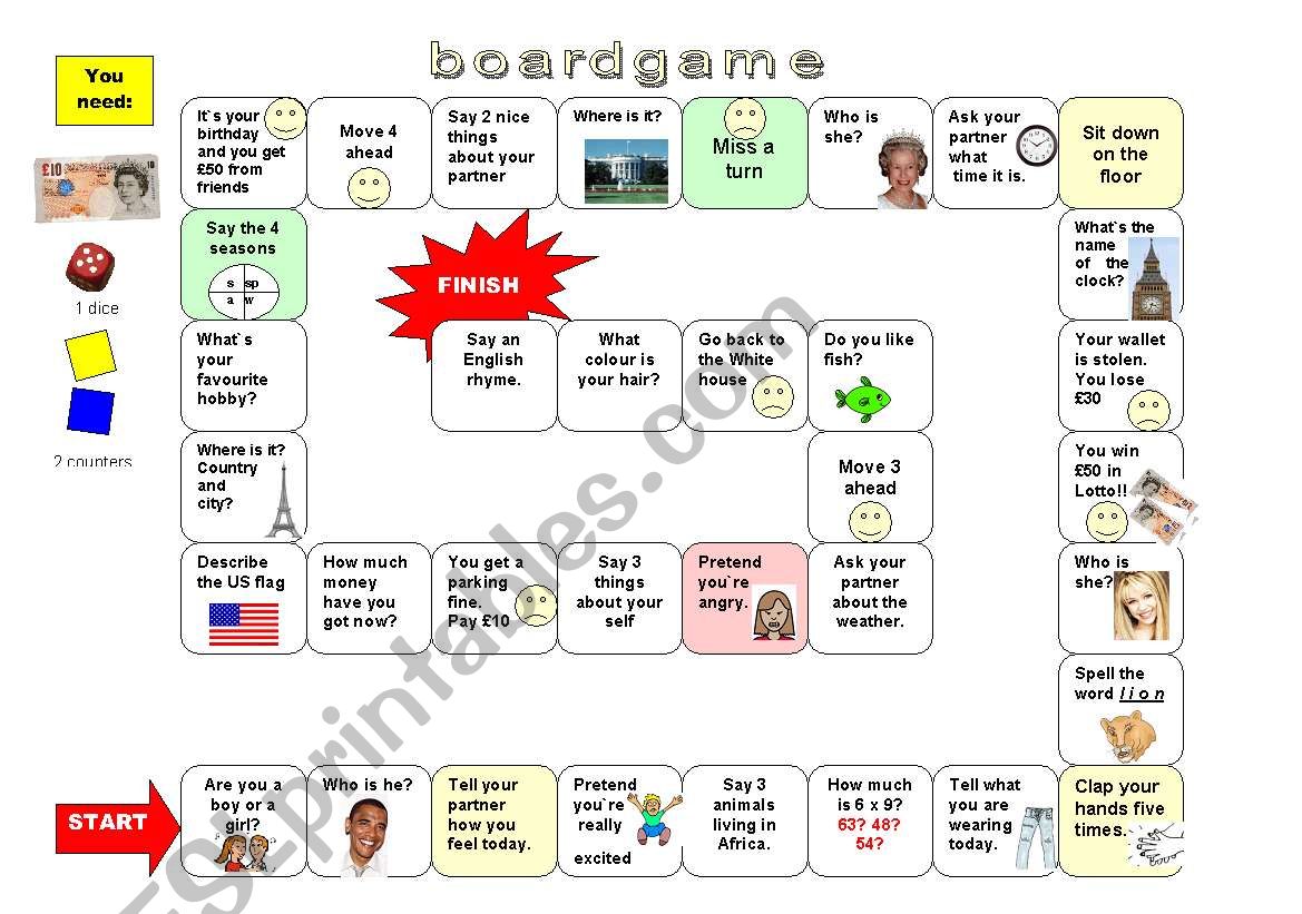 boardgame worksheet