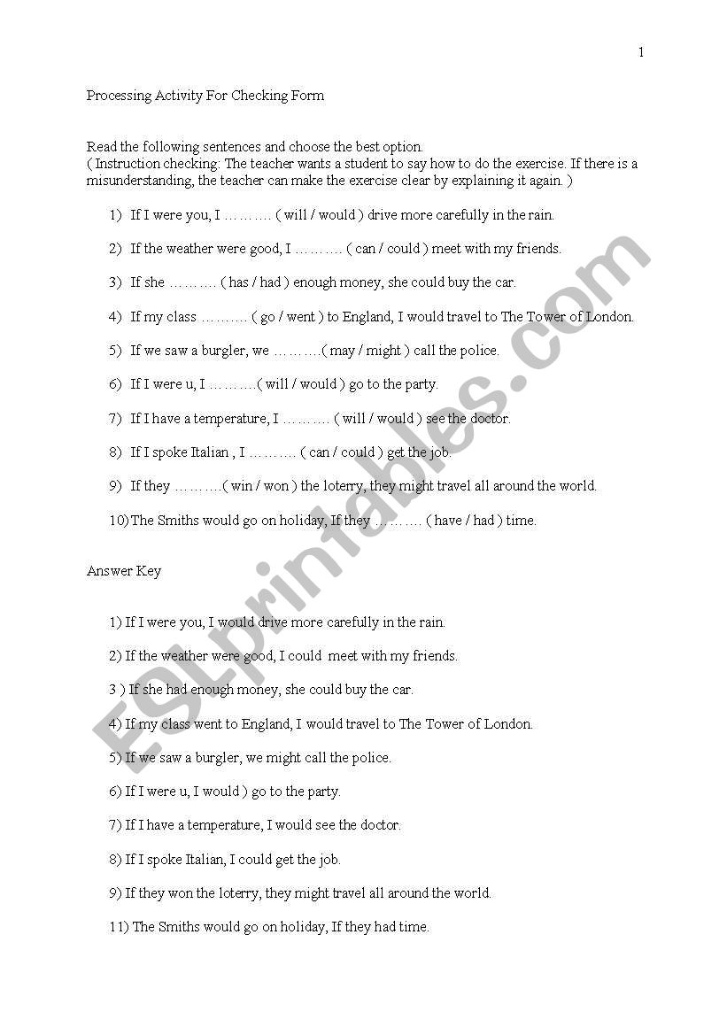 pocessing activities worksheet