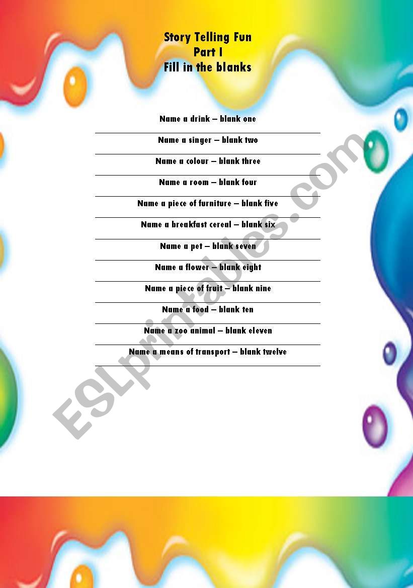 Story telling Fun worksheet