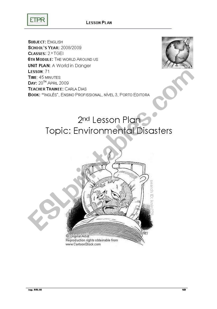 2nd Lesson Plan - Environment worksheet