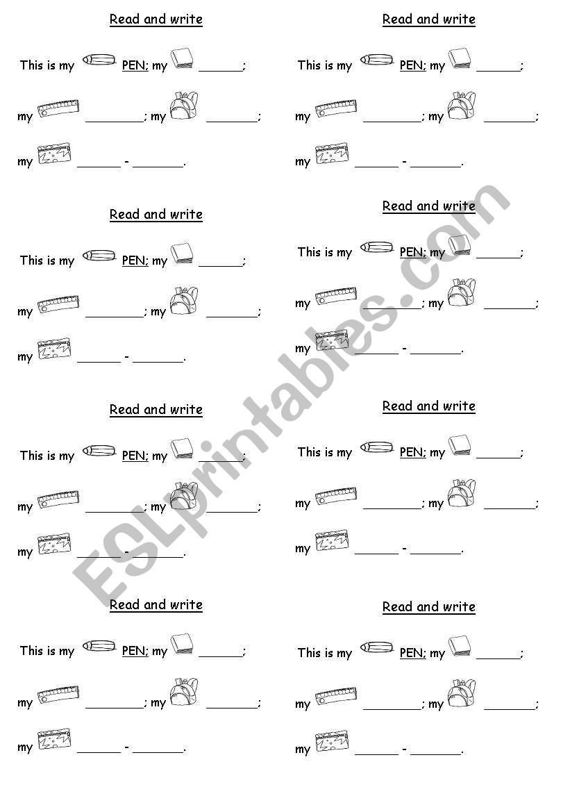 SCHOOL OBJECTS worksheet