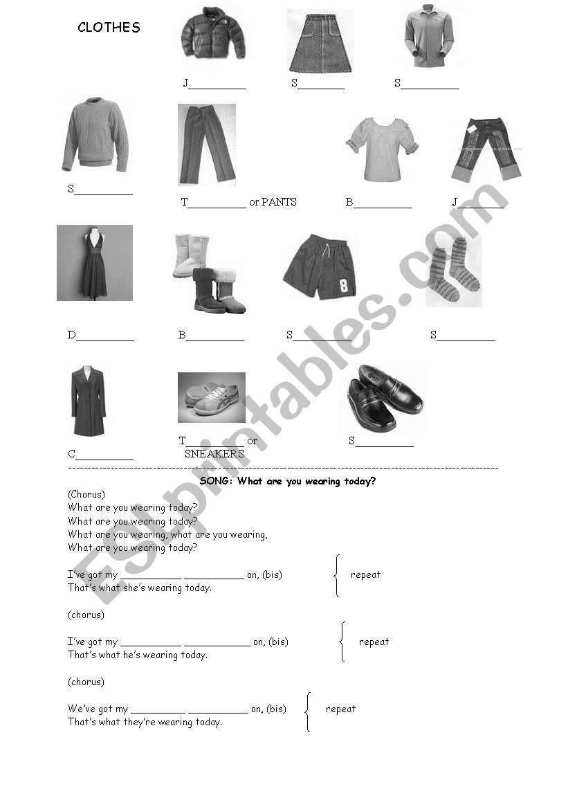 clothes worksheet