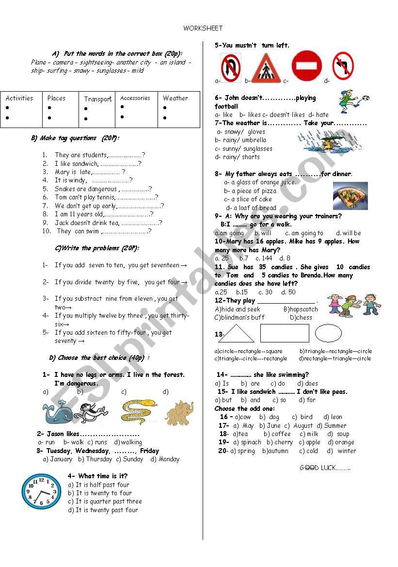 general worksheet worksheet