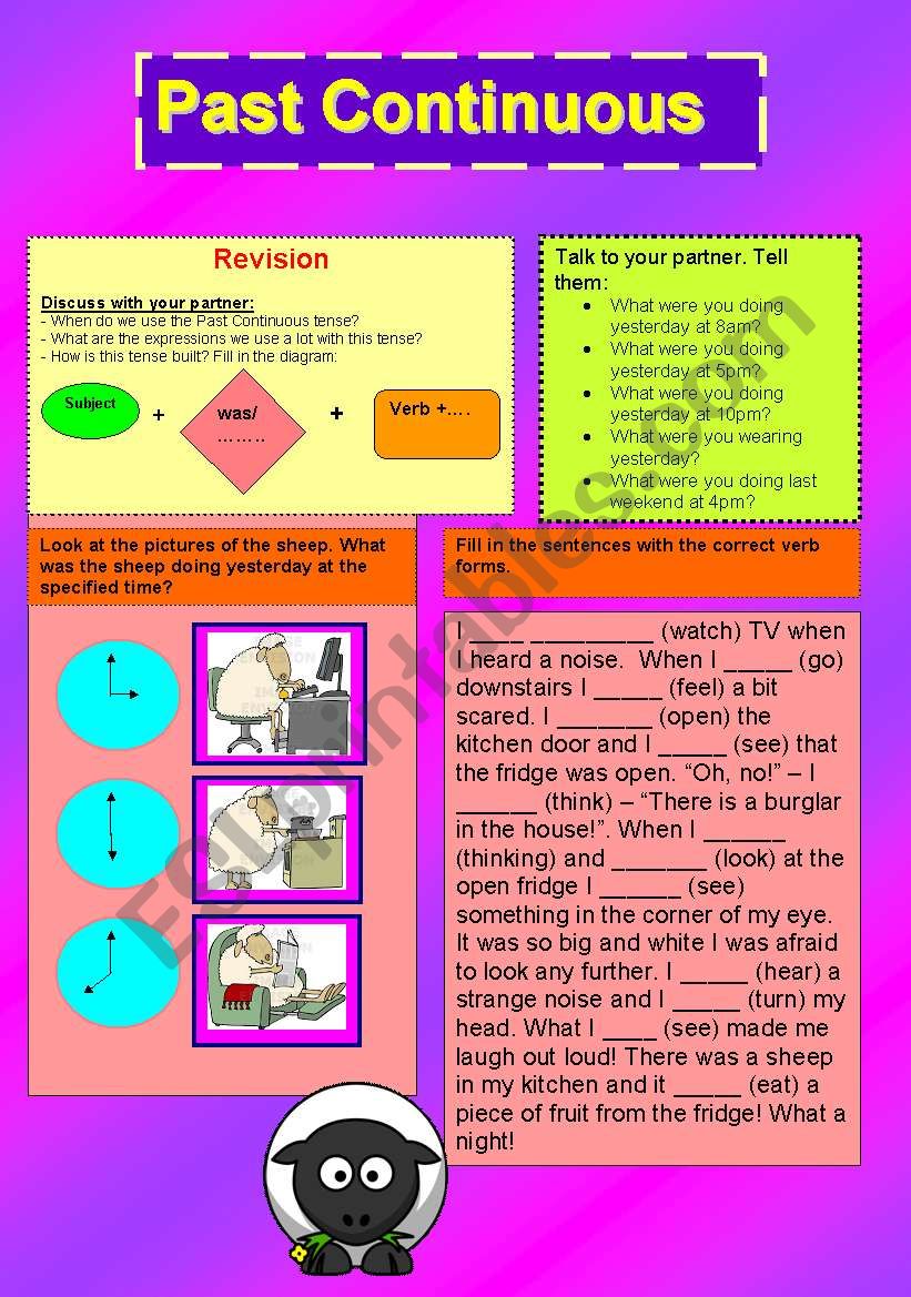 Past Continuous - Speaking and Writing Excercises