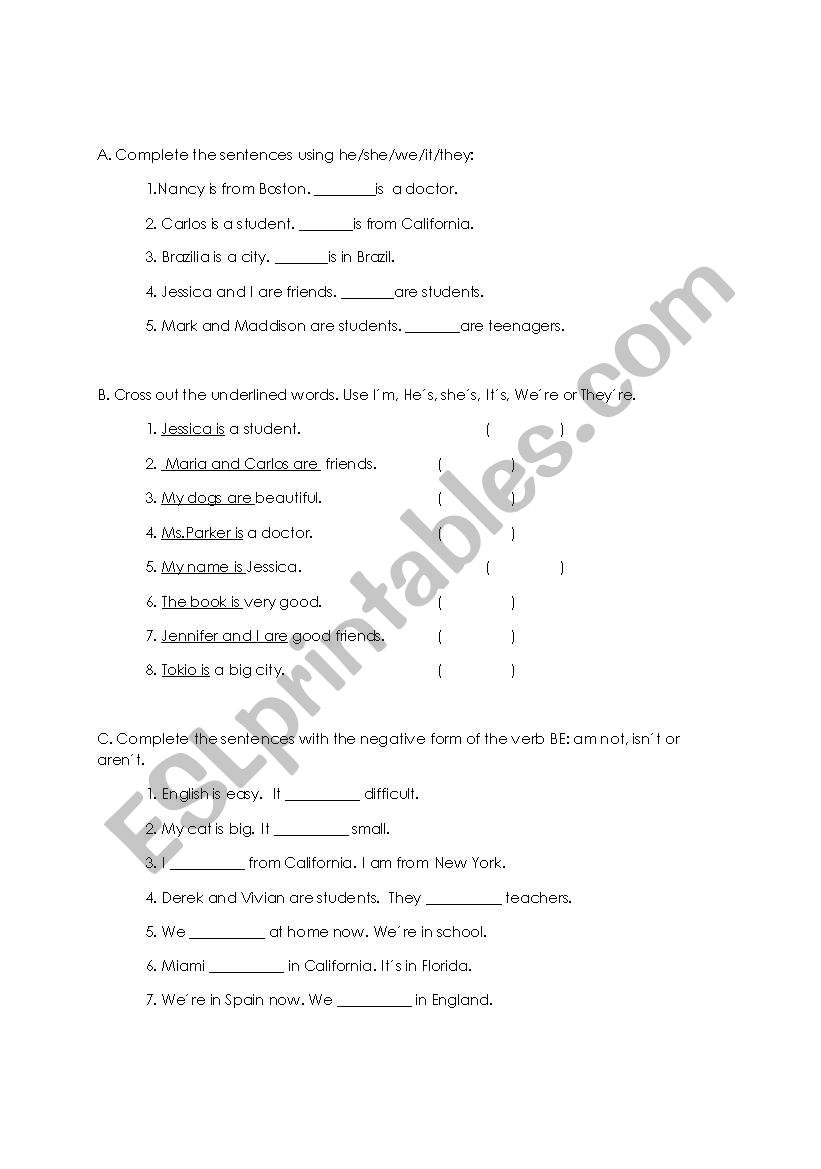 Use of Pronouns worksheet