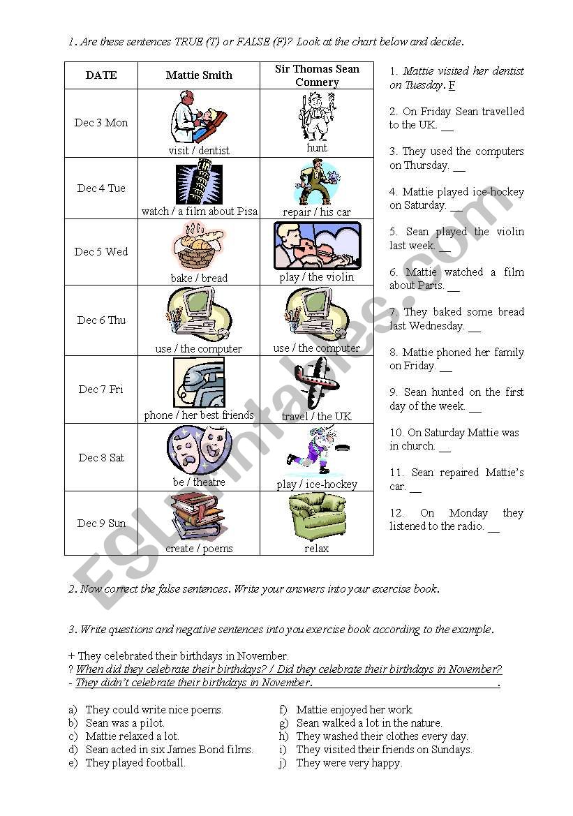 Simple Past - Sean Connery 2 worksheet