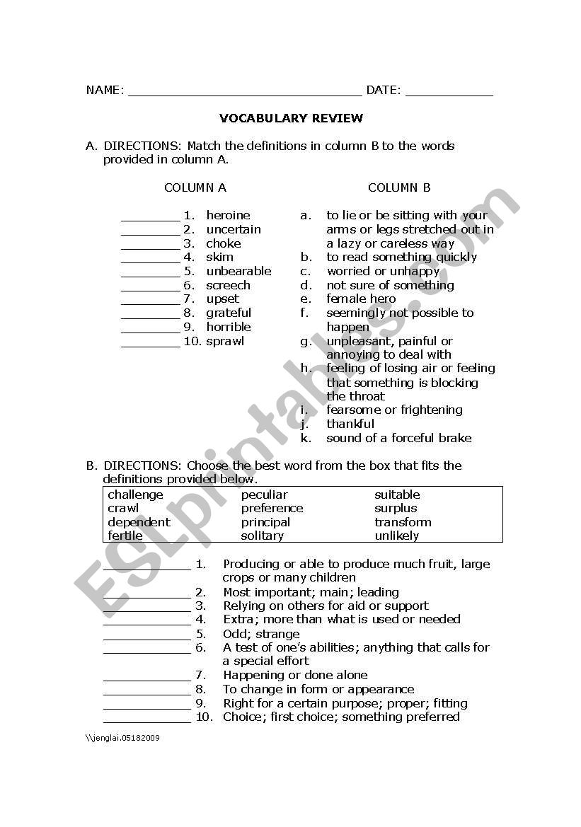 VOCABULARY (From Can you believe it 3)