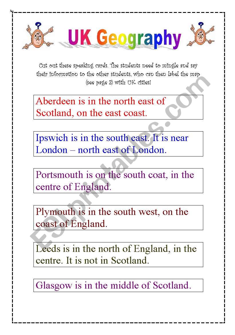UK Geography  worksheet