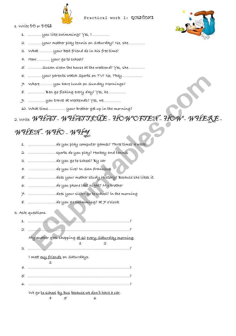 questions worksheet