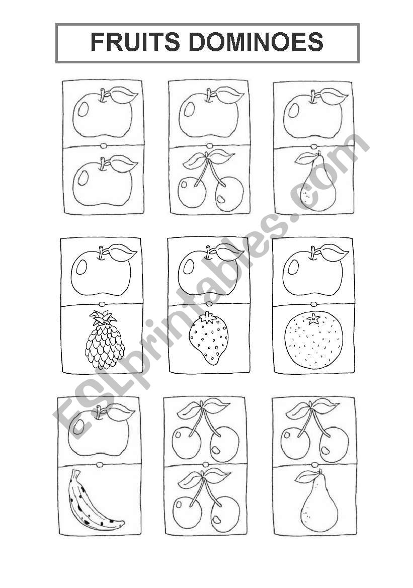 FRUITS DOMINOES (4 pages) worksheet