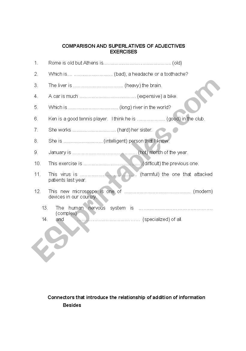 Comparison worksheet