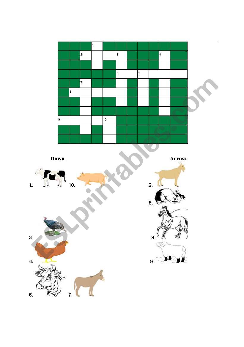 Farm animanls puzzle worksheet